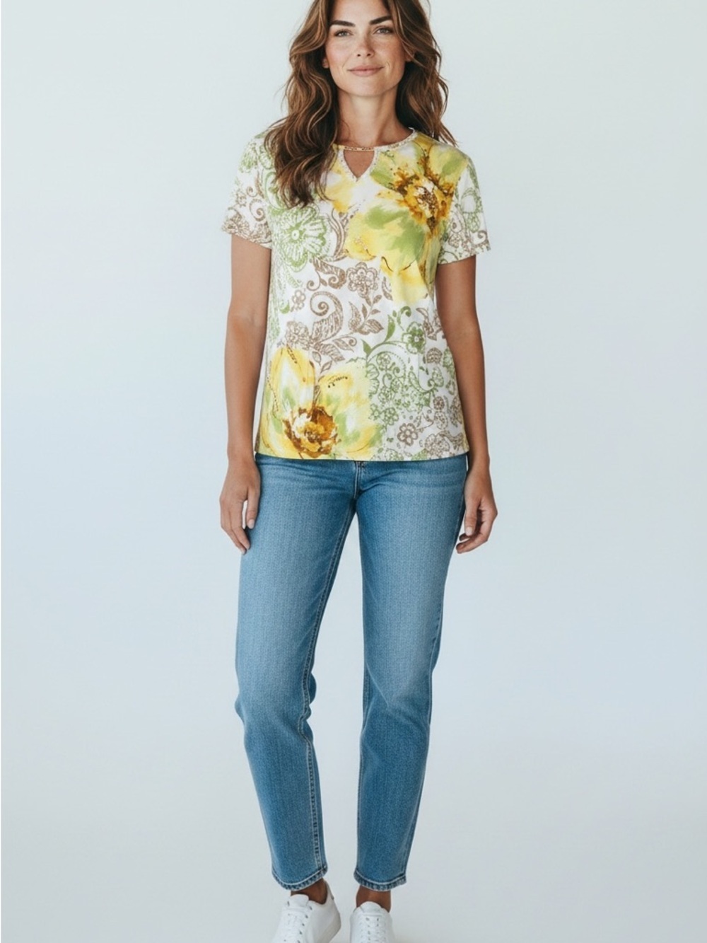 Alfred Dunner Summer Floral Top Size Small